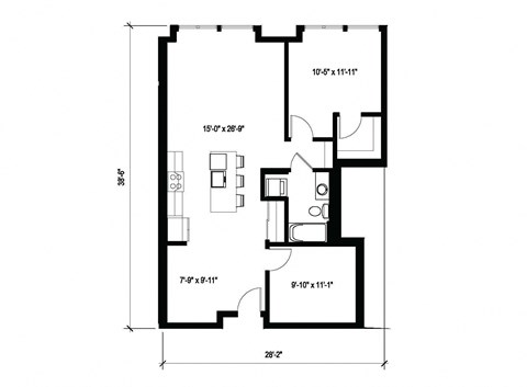 Stack House Apartments in Seattle, Washington 1x1 Floor Plan